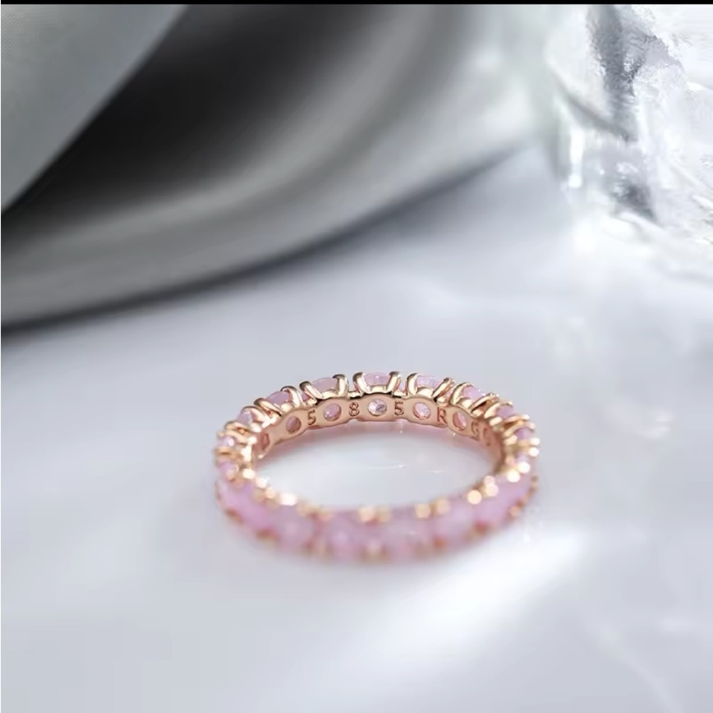 14k Rose Gold Natural Pink Tourmaline Eternity Band Ring!